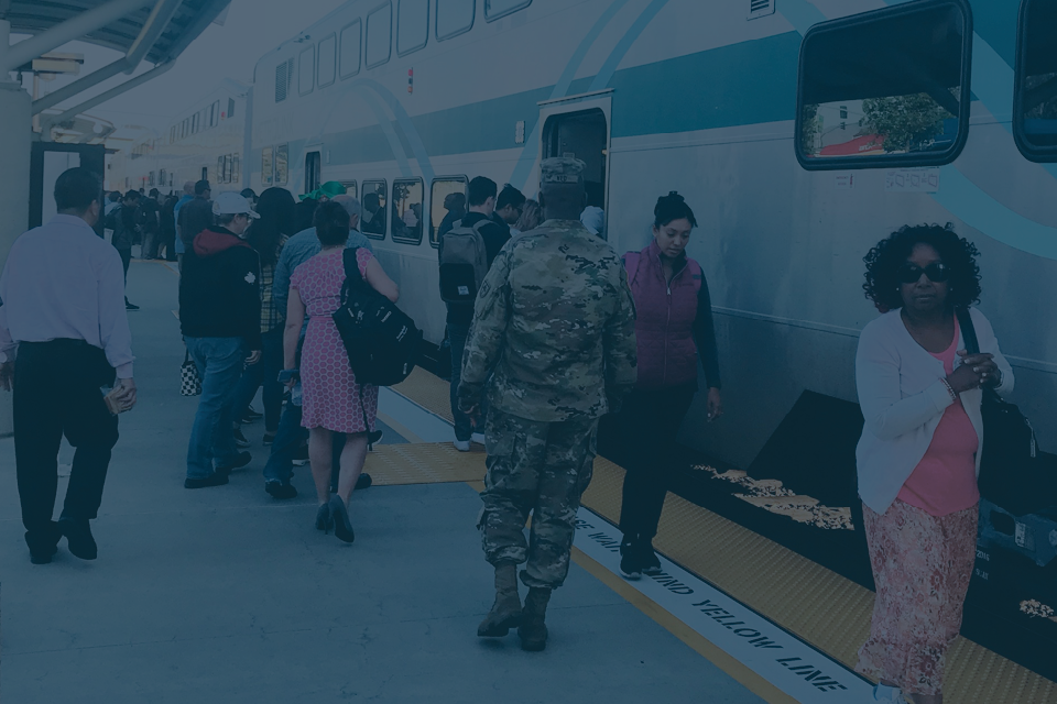 Image of People Boarding a Metrolink Train