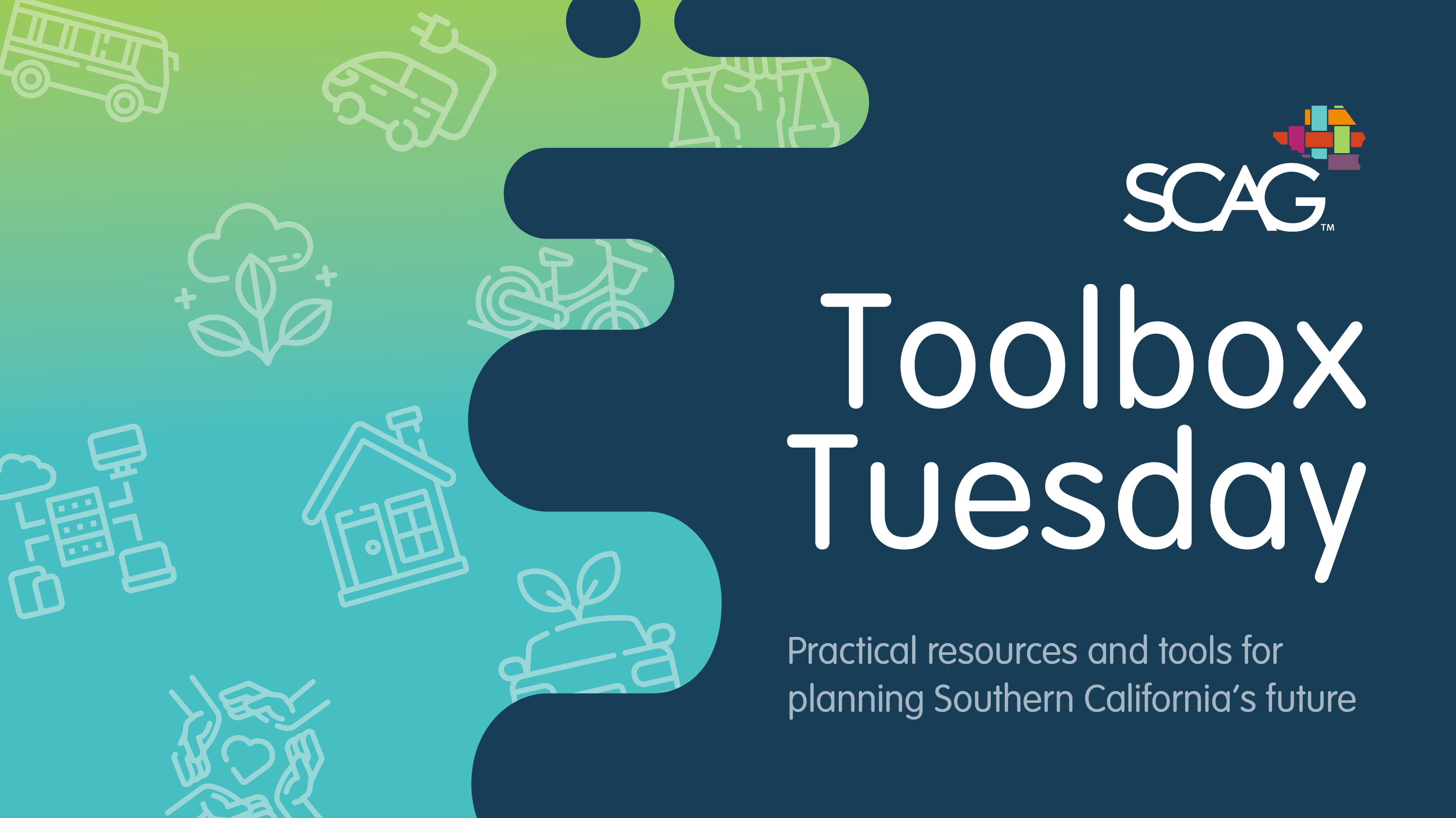 Gradient background with white icons and text reading "Toolbox Tuesday."
